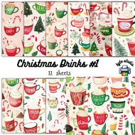 12 Sheets 8x8 Christmas Drinks Print by byte studio | Premium Paper Craft Junk Journal Stationery