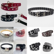 Y2k Fashion Double Layer Star Rivet Belt Woman Punk Leather Belts Jeans Accessories