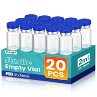 FURWEY 10ML Sterile Vials Glass Empty Vials for Injection 20 Pack |   Sterile Vials with Self Healin