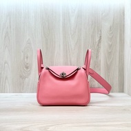 HERMES 8W唇膏粉銀釦Swift牛皮mini lindy