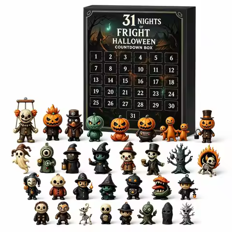 Halloween Advent Calendar, 31 Days of Halloween Countdown Calendar with 31 Mini Spooky Figurines, Su