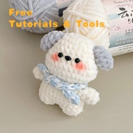 DIY Crochet Kit With Yarn Knitting Crochet Hook For Beginners With Tutorials Knit Tool Ice Striped W
