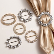 High quality hot selling combination pearl crystal brooch Muslim scarf buckle alloy ring