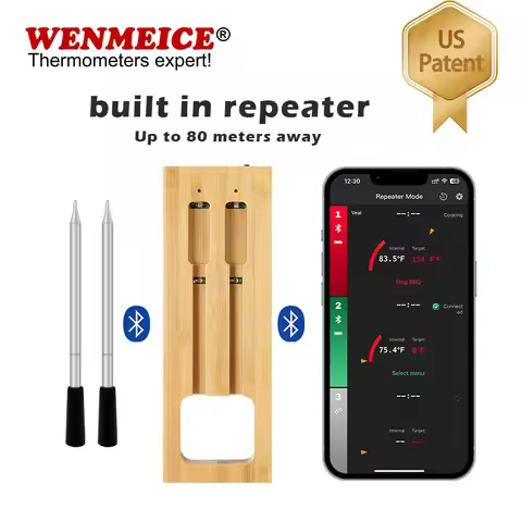 WENMEICE Best Wireless Meat Thermometer Kitchen Cooking Tool BBQ Steak Smart Bluetooth Meat Food Ove