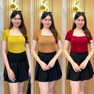 SPANDEX TRIANGLE SQUARE NECK T-SHIRT 1682 - Cool Plain SQUARE NECK T-Shirt WOMEN'S T-SHIRT/ PLAIN T-