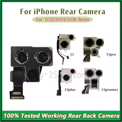 Authentic Rear Camera For iPhone 12 13 14 15 16 Pro Max Back Camera 12 Mini 14 15 Plus Parts Rear Ma