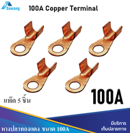 100A Copper Terminal หางปลา ทองแดง แพ็ค 5 ตัว ต่อสายไฟขนาดใหญ่ ต่อสายไฟ ขั้วแบตเตอรี่ ติดตั้งโซล่าเซ