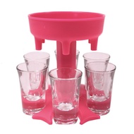 6 Shot Glass Dispenser Wine Whisky Beer Liquor Holder Rack Portable Wine Dispenser Party Games Drinking Tools Bar Accessory