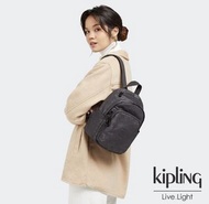 正版㊣ Kipling 黑茶佐率性迷彩拉鍊式小巧收納後背包-DELIA MINI