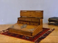 ⚜️卡卡頌 歐洲古董⚜️1900s 法國百年 胡桃木 純銅雕刻 桌上 寫字盒 書信盒  P7
