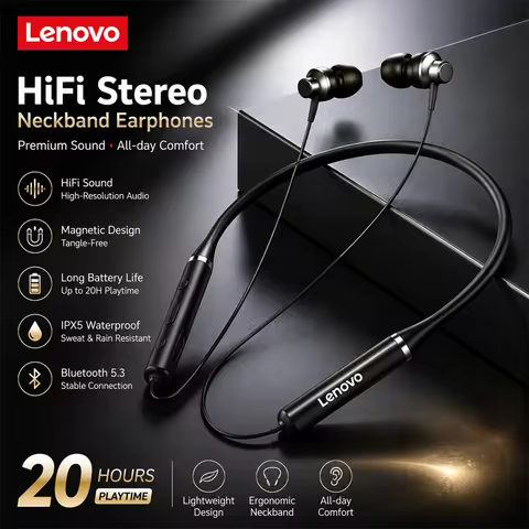 Origial Lenovo HE05X Bluetooth Earphones Earphone Waterproof Earplugs HIFI Sound Magnetic Neckband H