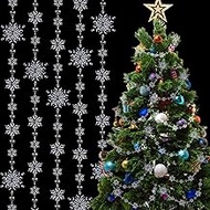 Lewtemi 32.8 Feet Christmas Acrylic Snowflake Garland Christmas Snowflake Ornament Hanging Christmas