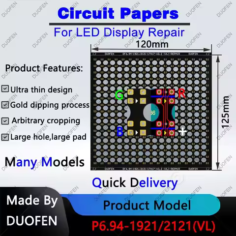 P6.94 series Circuit Paper，Double-sided solder pads, fully covered with large holes ,Used for repair