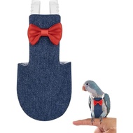 Parrot Clothes - Diaper Bird Flight Suit with Adjustable Straps and Training Rope (1PCS, Denim Blue,