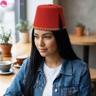 CURTESY Felt Fez Cap, Breathable Red Color Tarboosh Fez Hat, Costume Accessories Cosplay Ottoman Mor