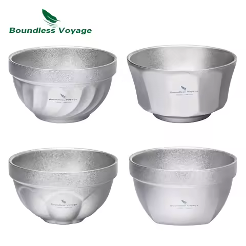 Boundless Voyage Double-layer Titanium Bowl Outdoor Camping Picnic Lightweight Rice Soup Salad Yogur