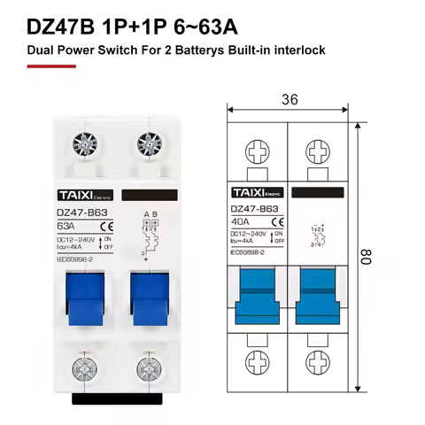 DZ47B Miniature Circuit Breaker DC 12V 24V 36V 48V DC MCB Battery Car Protector 6A-150A Air Switch D