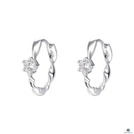 < Porabella > s999 Sterling Silver Zircon Earrings Mobius Pure Bone Stud High-End Light Luxury Versa