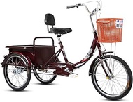 Luxury Three Wheel Bike, Adult Tricycle Small 3 Wheel Bikes Cargo Adult Bicycle High-carbon Steel with Shopping Basket Suitable For The Elderly
