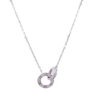 CARTIER 18K白金Love Necklace Paved鑽石項鍊