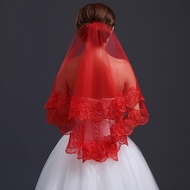 Vanessa Bridal Veil-Red Lace Veil 1.5m Veil Lace Veil Pengantin