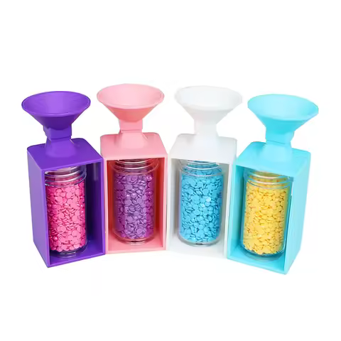 4pcs Diamond Painting Drill Funnels For Round And Square Containers, Diamond Painting Storage Box, P