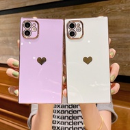 iphone 17 plus casing 17 pro max case 6D Plating Heart Square Suitable for iPhone17 Apple 15/16ProMa