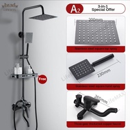 [SG]Stainless Silver Series Rain Shower Set Bathroom Home RainFall Shower Full Set with Storage Shelf with Shower head