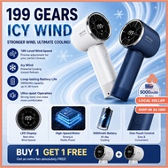Portable Mini Fan Handheld Turbo Fan 199 Wind Speed LED Display 5000mAh USB-C Rechargeable Fan