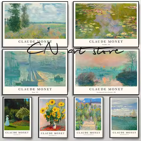 Classic Claude Monet Artworks Spring Fruit Trees,Waterlillies Landscape Art Poster Canvas Painting W