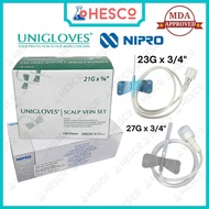 Scalp Vein Set Butterfly Needle 100pc — 21G 23G 25G 27G Infusion Set Sterile IV Drip Unigloves Nipro