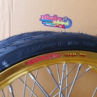 ชุดล้อสีทองพร้อมยาง ขอบบันไซ แท้ ดิสหน้าดรัมหลัง  เวฟ110i ทุกรุ่น เวฟ125i(ปลาวาฬ) 1.40-17ขึ้นล้อมาตร