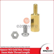 Spacer M3 10mm Spacer Gold Hex 1cm Male to Female with Screw and Nut easywa53 Good Quality