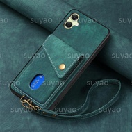 For Samsung Galaxy A06 A16 A26 A36 A56 A60 A 06 4G 5G 2024 Luxury With Lanyard Leather Phone Case Al