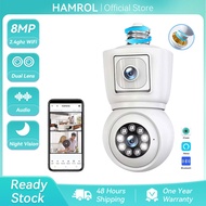 Hamrol 4K 8MP E27 Dual Lens Light Bulb PTZ WIFI Camera Two Way Audio Indoor Home Wireless Camera Net