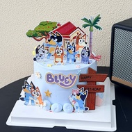 Influencer Puppy Pluy Cake Decoration Plug-In bluey House Coconut Tree Children Birthday Baking Dres