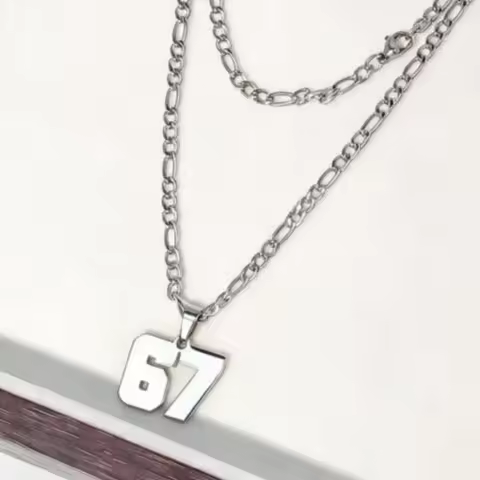 1Pcs Steal A Brainrot Game No. 67 Necklaces Pendants necklace women men Cosplay Stainless Steel chai