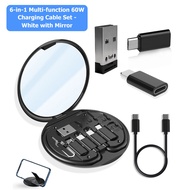 60W USB Data Cable with Storage Box for USB-AB-C 60WPD 6 in 1 Multifunction Data Cable Travel Pack