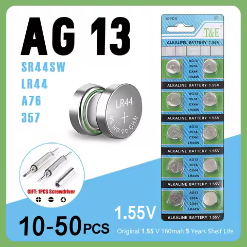 10PCS-50PCS 1.55V AG13 LR44 L1154 RW82 SR1154 SP76 Pila SR44 Button Batteries A76 LR1154 GP7 Cell Co
