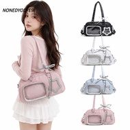 NONEDYODYE9I Japanese Ita Bag, Y2K Style Dot Star Lolita Shoulder Bag,  Large Capacity Transparent U