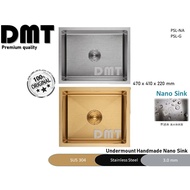  Stainless Steel Nano Kitchen Sink, Handmade, Undermount, Single Bowl, 304 Sinki Dapur/Itto/Rubine/HCE/Gold