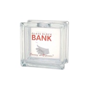 Dulton Glass Block Bank Square - A transparent piggy bank for coins, with a height of 145mm, a width