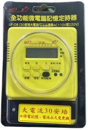 瘋狂買 FECCA 飛凱 全功能微電腦記憶定時器 UF-D8 30安培 工業定時器 30A 大電流 家用電器定時表 特價