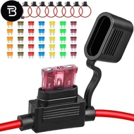 TRB 10Pack Inline Fuse Holder 12V,12 AWG Waterproof Fuse Holder with 35Pcs (5A/7.5A/10A/15A/20A/30A/