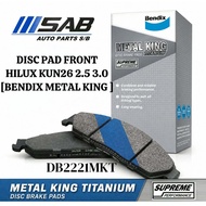 [ DB2221MKT ] DISC BRAKE PAD FRONT HILUX KUN26 2.5 3.0 [BENDIX MKT](143.5MM)