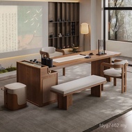 Tea Table Integrated Chinese Style 2025 Large Solid Wood Tea Table Office Dual-Use Desk Reception Ne