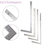 FALLFORBEAUTY L Shape Ruler Woodworking Office Metal Stainless Steel Double Sided Measuring Tool Str
