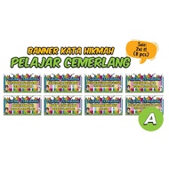 [SET OF 8] BANNER KATA HIKMAH | KATA MOTIVASI | PELAJAR CEMERLANG | SEKOLAH | HIASAN KELAS | 2kaki x