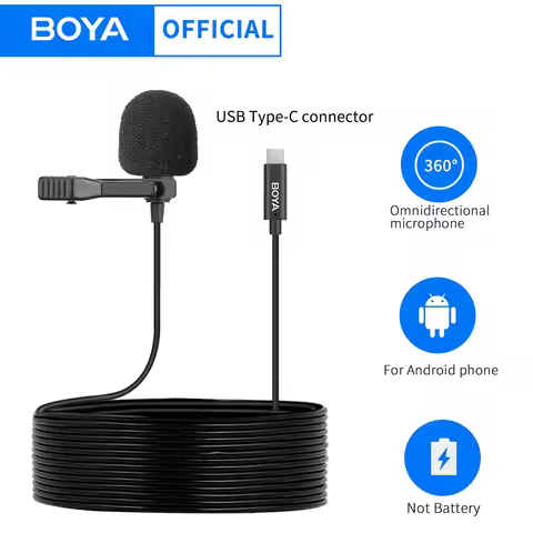 BOYA BY-M3 Type-C Digital Lavalier Lapel Microphone Omnidirectional Condenser Mic 6m Cable For Smart