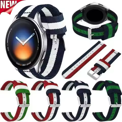 22/20mm Canvas Nylon Strap For Xiaomi Watch 5/S4-3-2 Fashion Breathable Bracelet For OPPO Watch S-X2